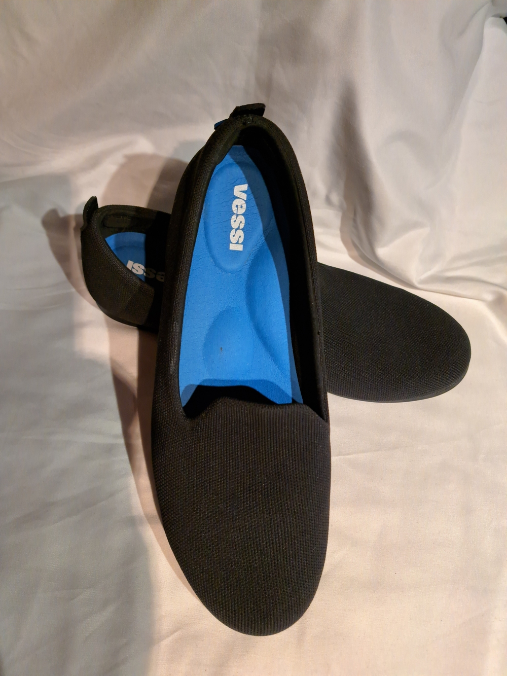 Vessi Black Slip-On Shoes with Blue Insole